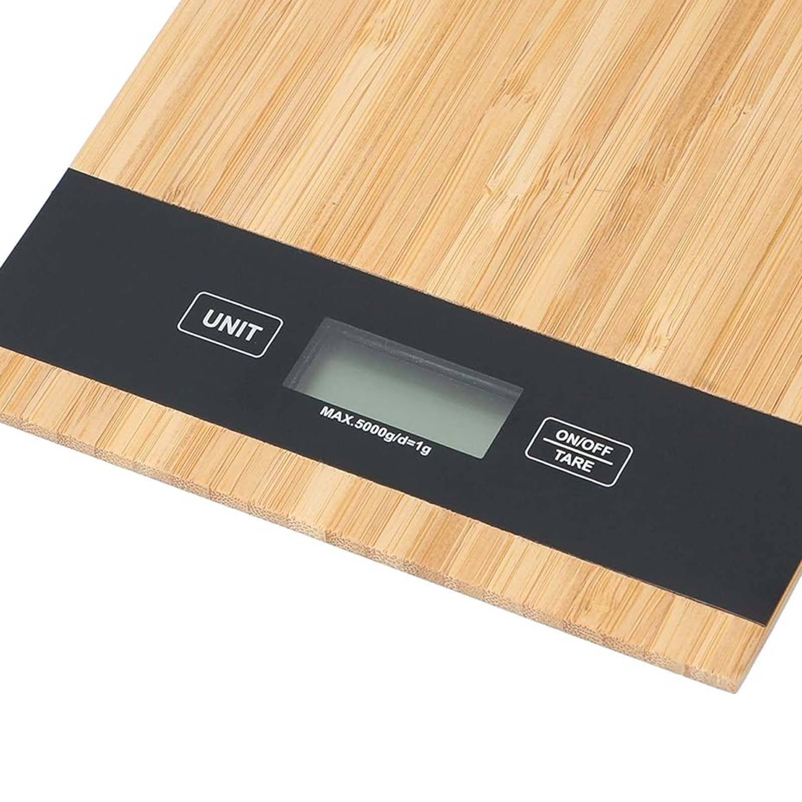 Balance de Cuisine Numérique en Bambou jusqu à 5Kg Précis-2