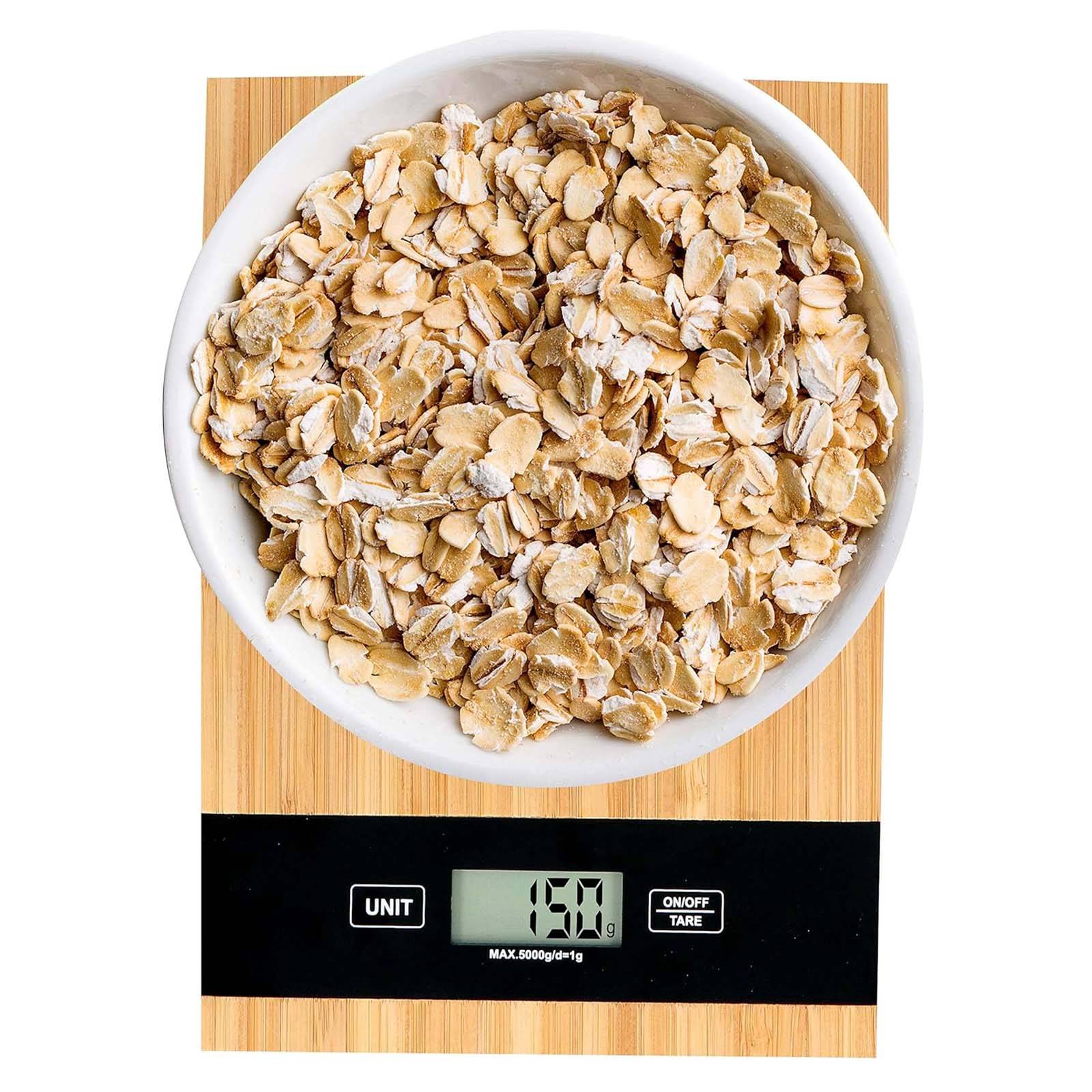 Balance de Cuisine Numérique en Bambou jusqu à 5Kg Précis-3