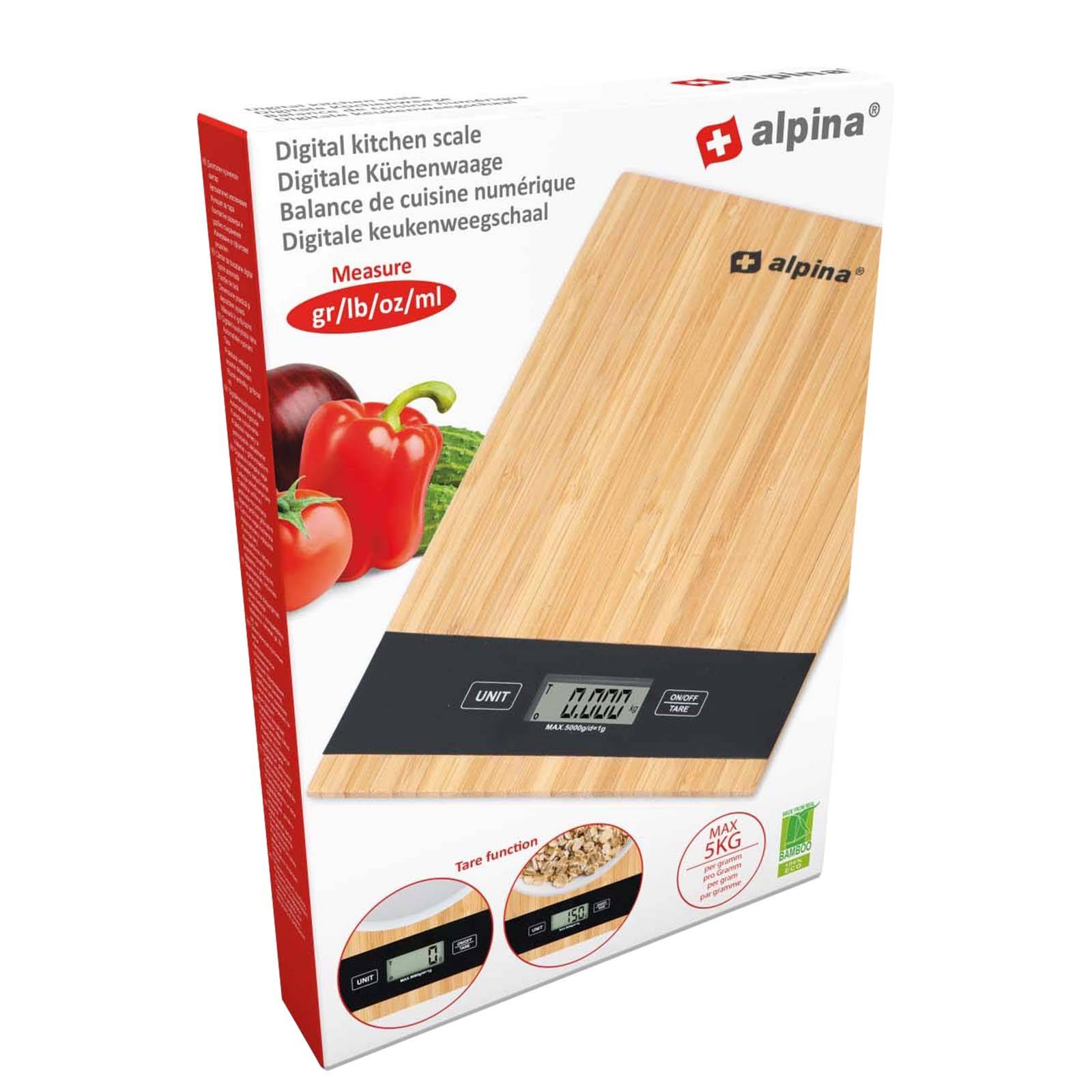 Balance de Cuisine Numérique en Bambou jusqu à 5Kg Précis-4