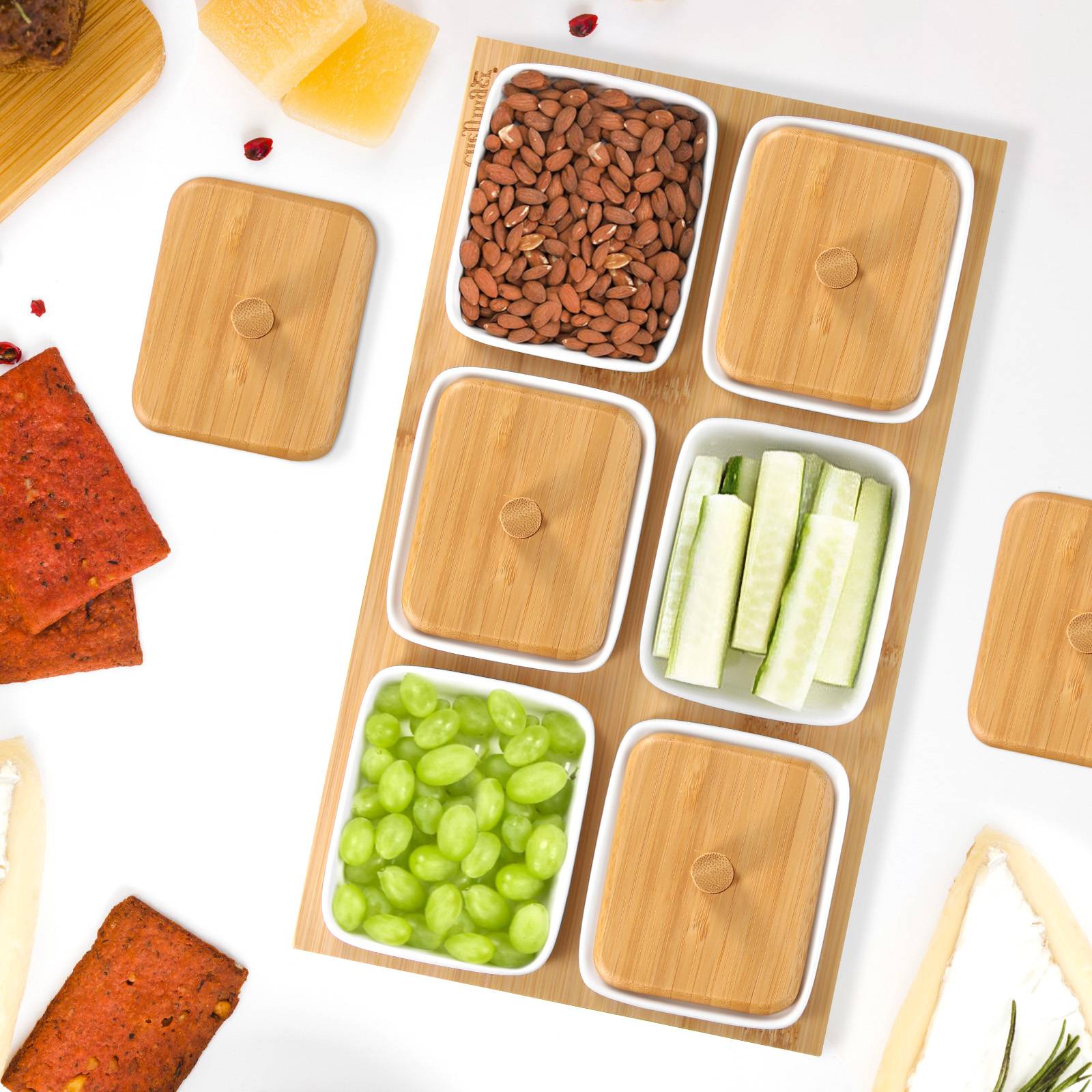 Récipient à Condiments avec Couvercle et 6 Bols Céramique Ultra Pratique-1