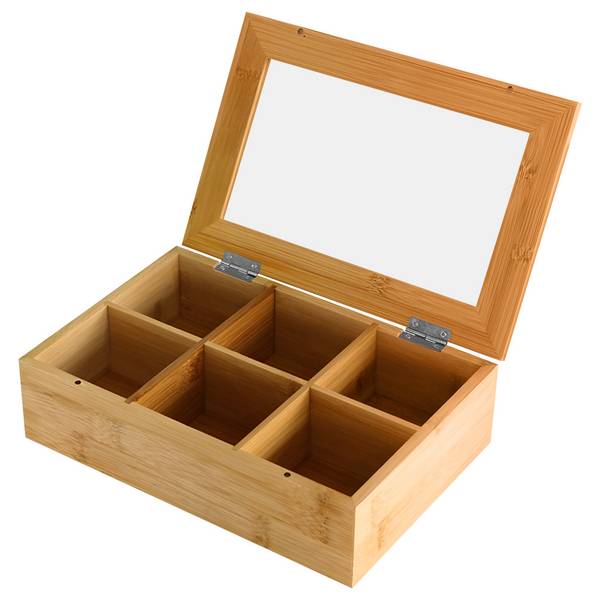 Boîte à Thé Vitré 6 Compartiments de Rangement Élégant Pratique
