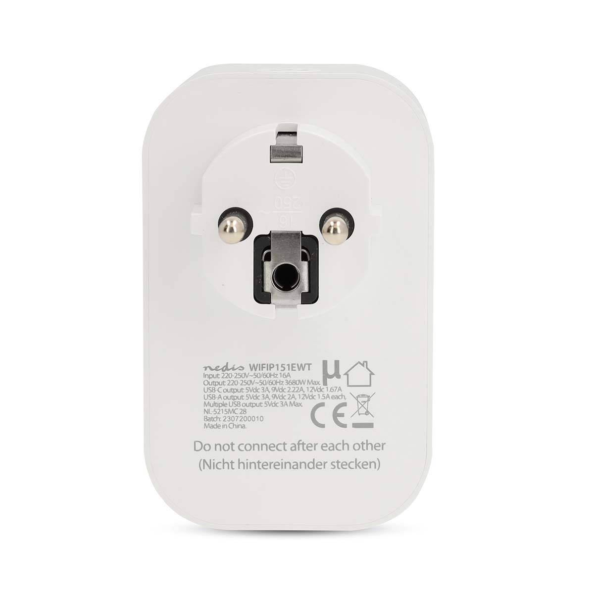 Prise Connectée Wi-Fi avec Ports USB-A / USB-C Wattmètre 3680W Type E France-4