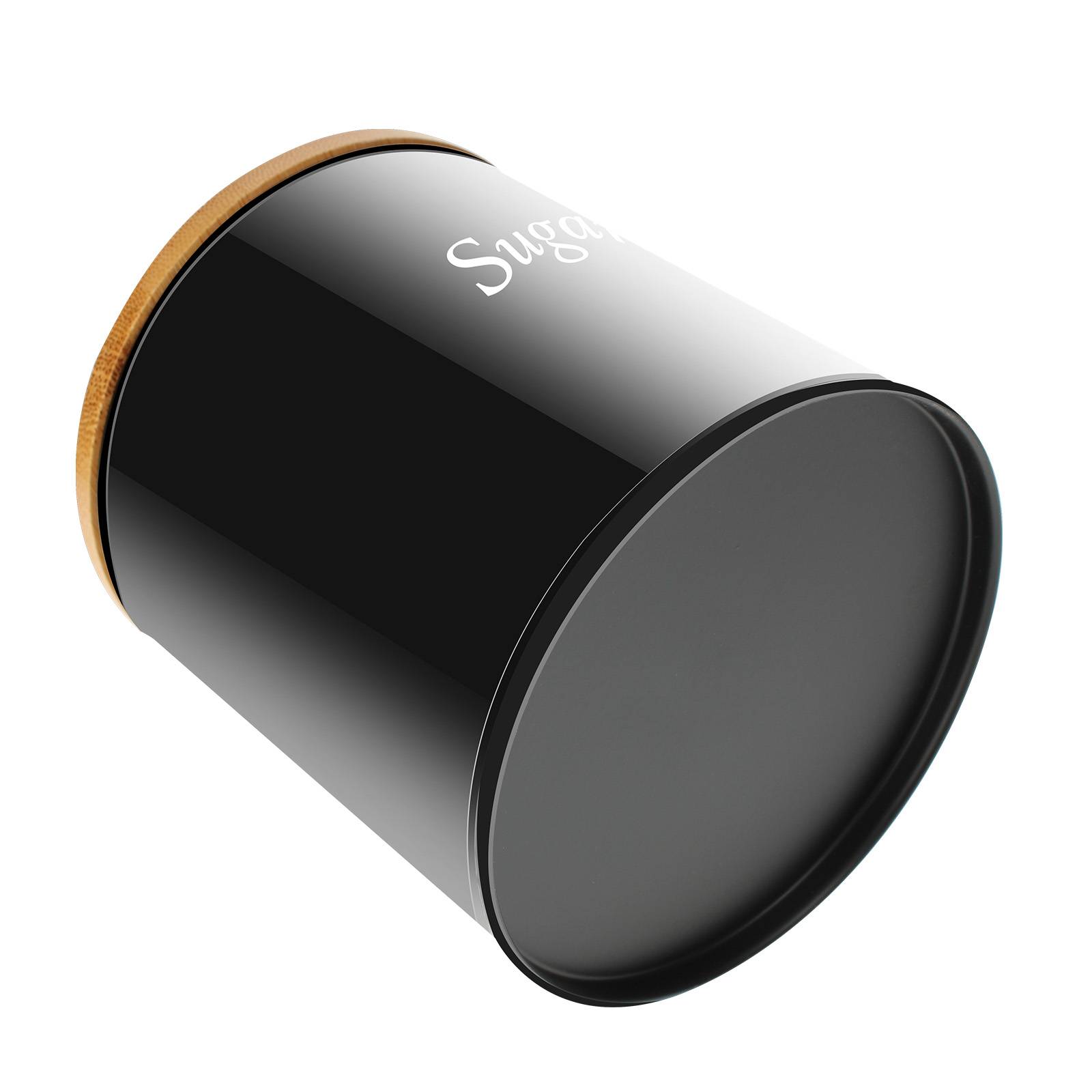 Ensemble 3 Boîtes Inox avec Couvercle Bambou pour Café Sucre Thé-3