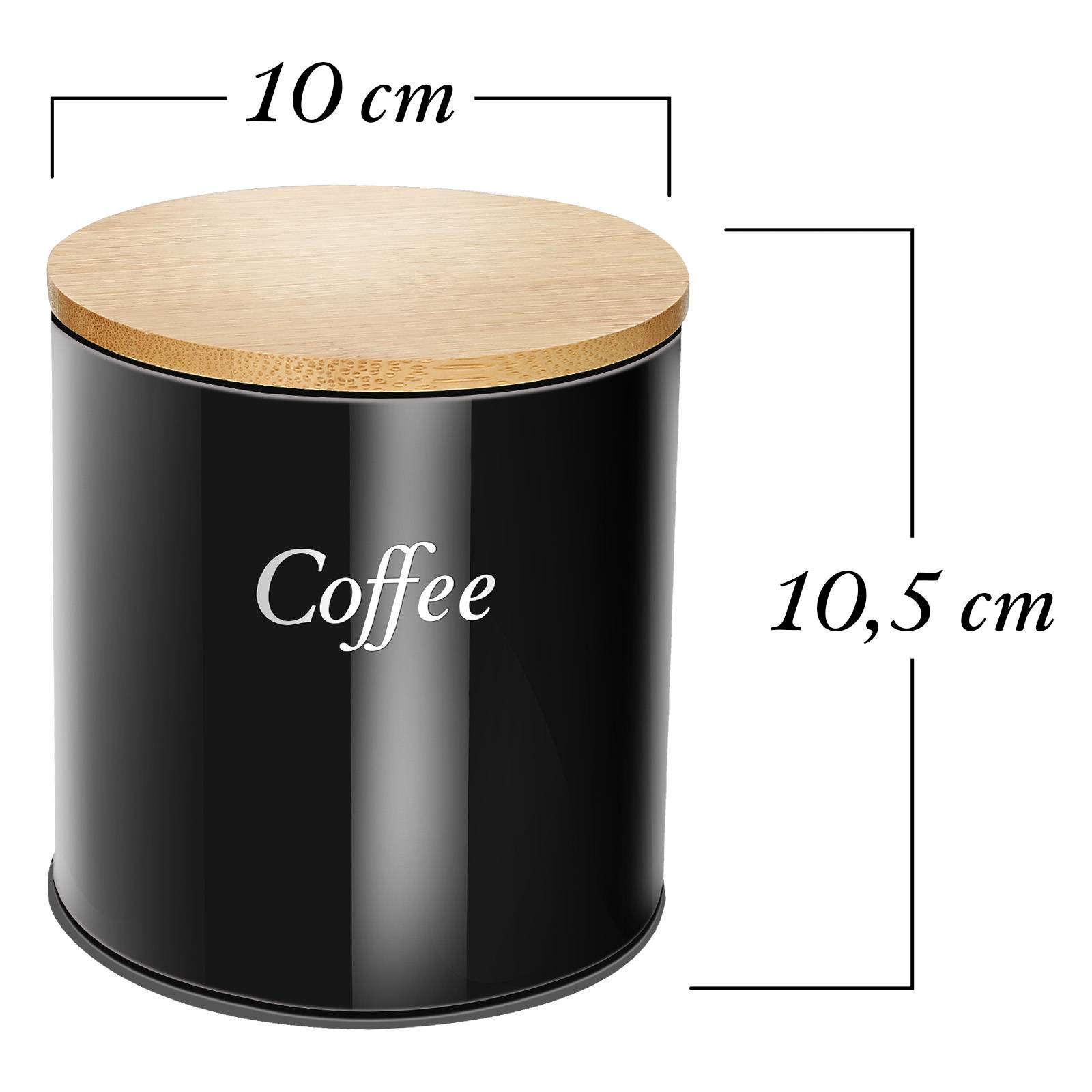 Ensemble 3 Boîtes Inox avec Couvercle Bambou pour Café Sucre Thé-4