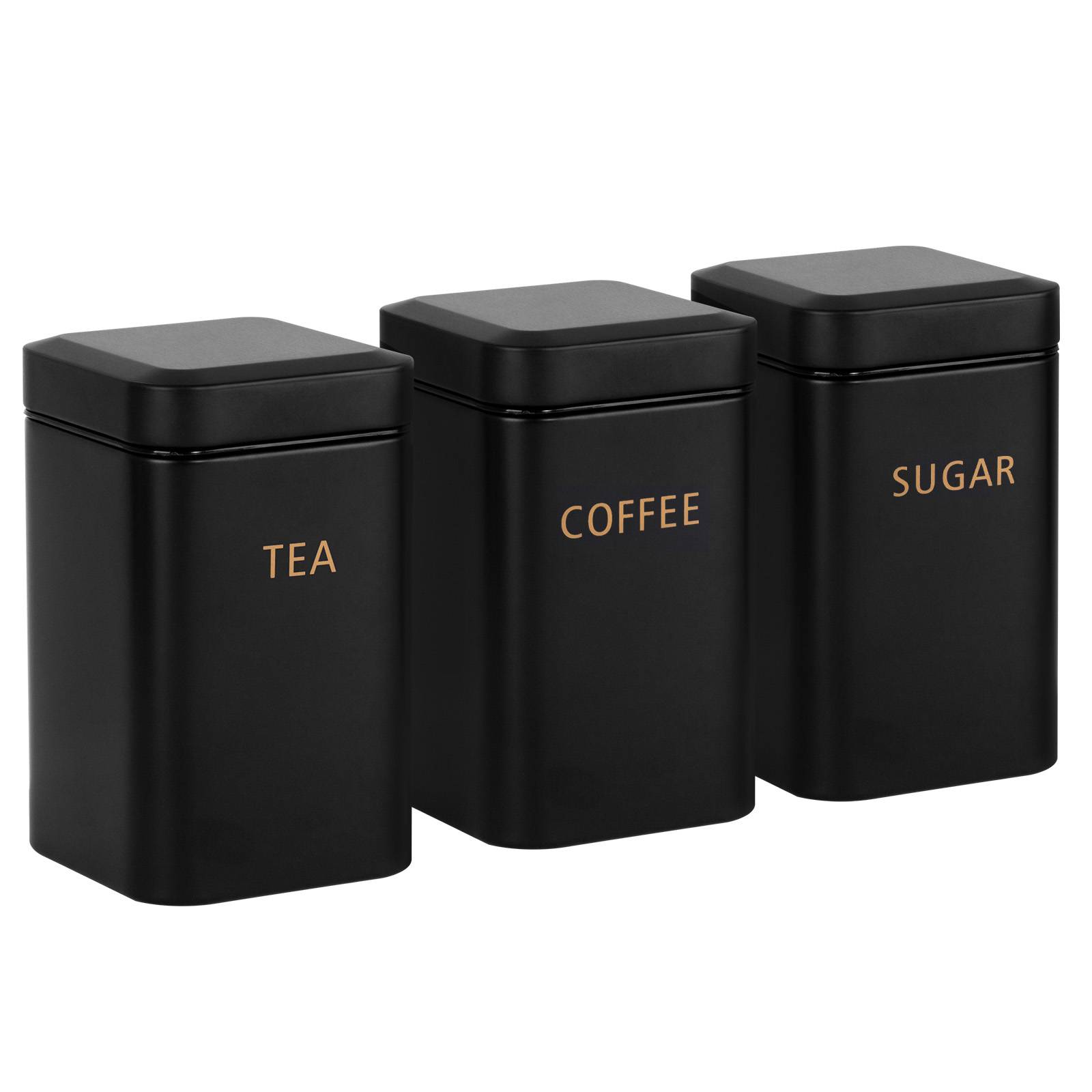 Ensemble 3 Boîtes pour Thé Café Sucre 9x14,5cm Hermétique-0