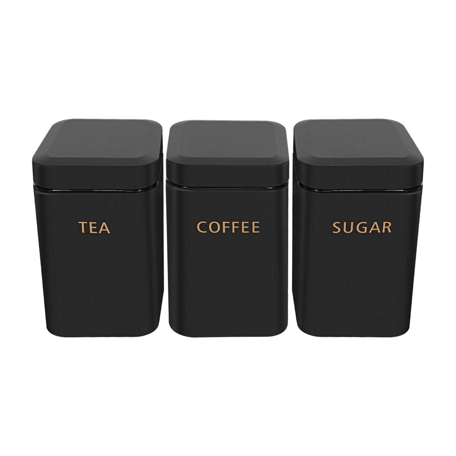 Ensemble 3 Boîtes pour Thé Café Sucre 9x14,5cm Hermétique-3