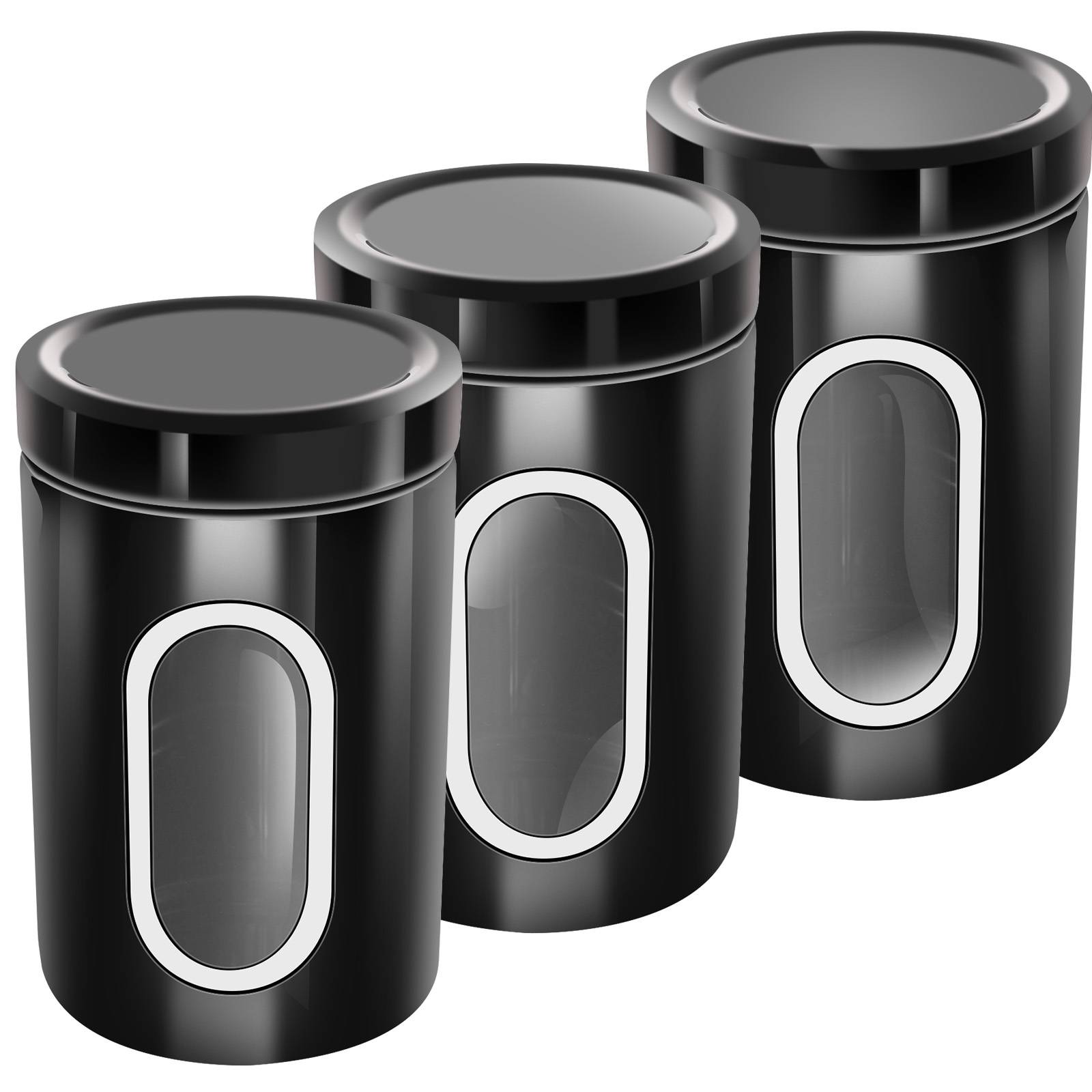 Ensemble 3 Boîtes Empilables pour Café Sucre Fenêtre Transparent Hermétique-4