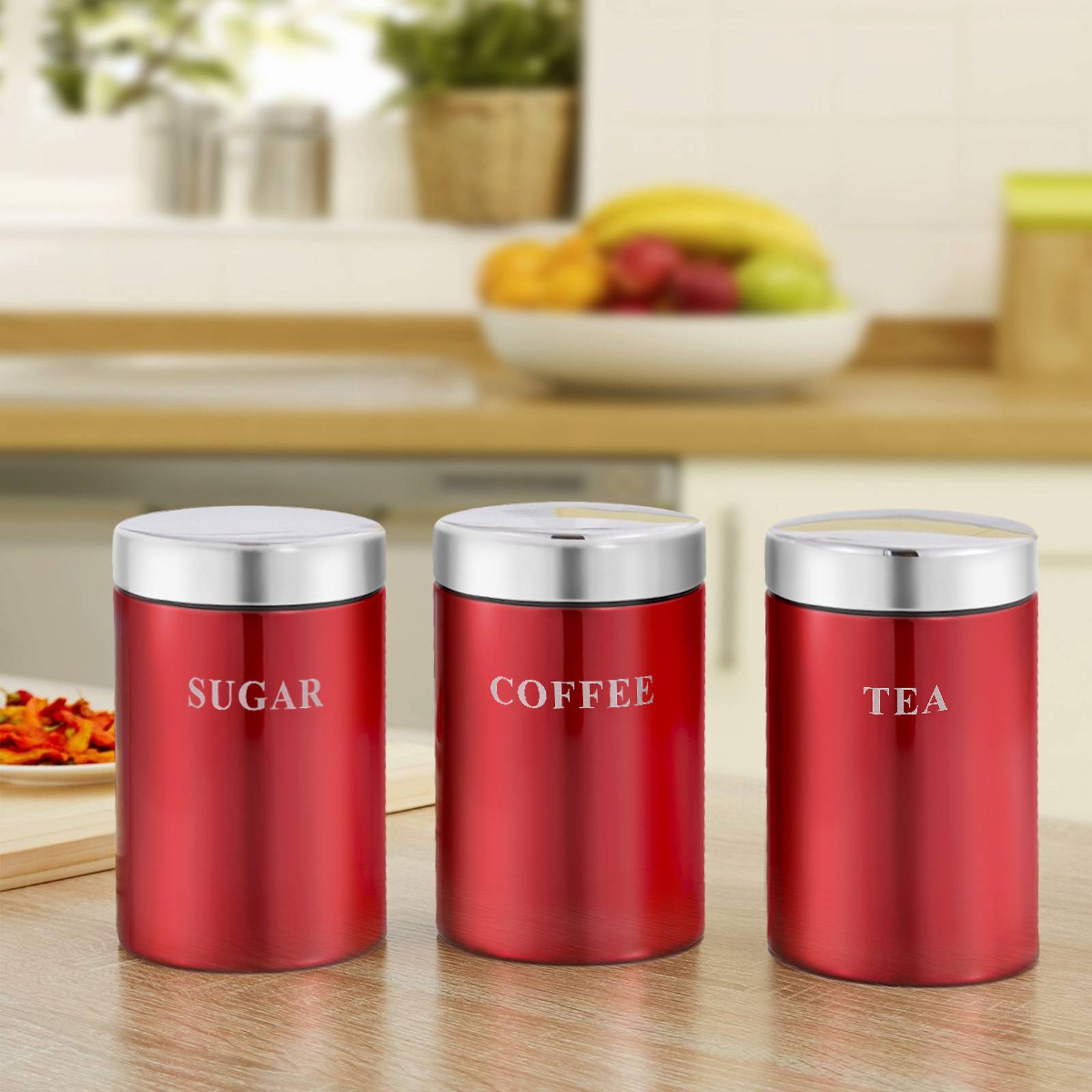 Lot 3 Boites en Inox pour Café Thé Sucre Hermétique-1