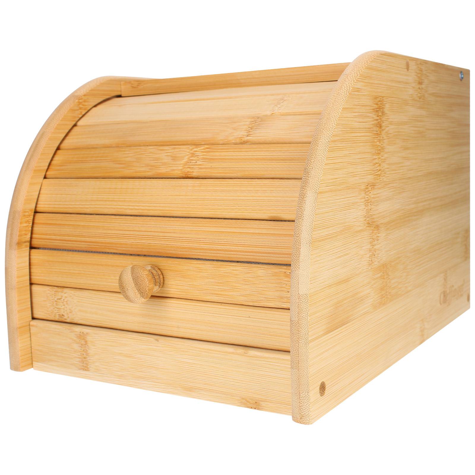 Boîte à Pain en Bambou Naturel Ouverture Coulissant Compact Ultra Pratique-2