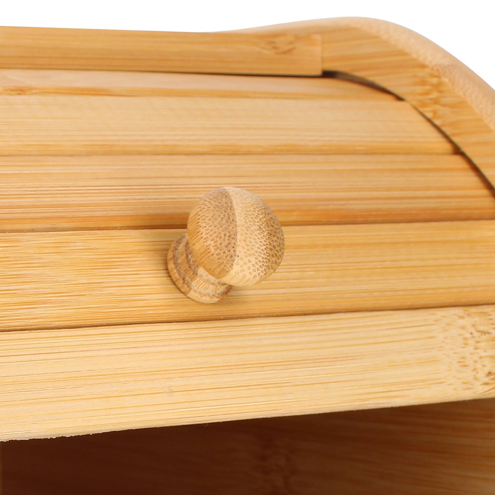 Boîte à Pain en Bambou Naturel Ouverture Coulissant Compact Ultra Pratique-3