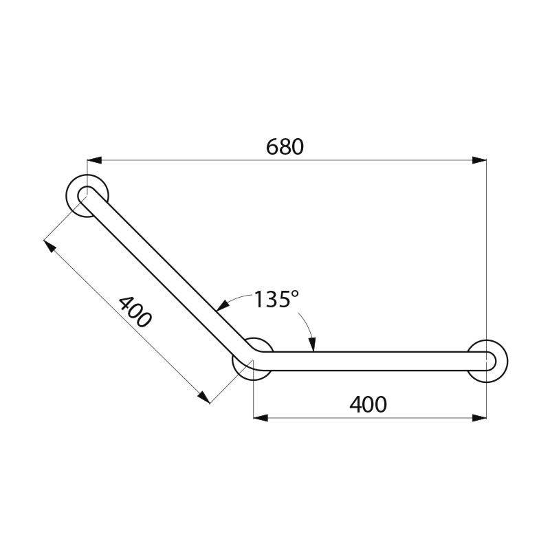 Barre de maintien coudée 135° Inox brillant, 400 x 400 mm DELABIE 5082P-1