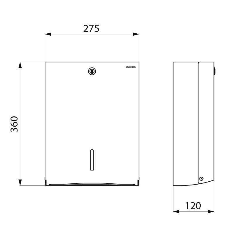Distributeur d'essuie-mains en inox, pour 500 formats DELABIE 510601P-1
