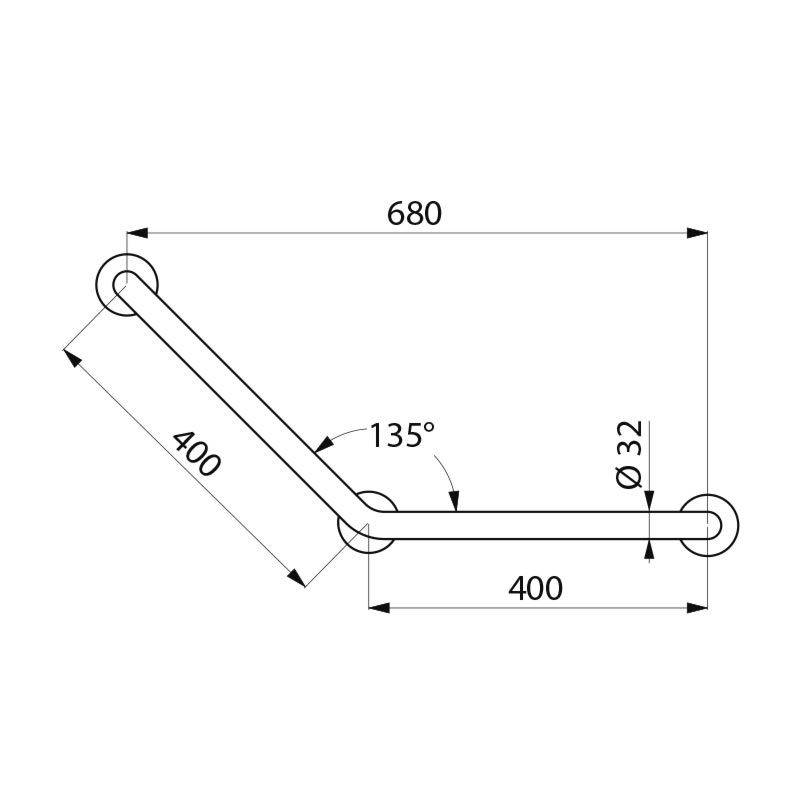 Barre de relèvement coudée 135° BASIC epoxy blanc Ø32 400x400-1