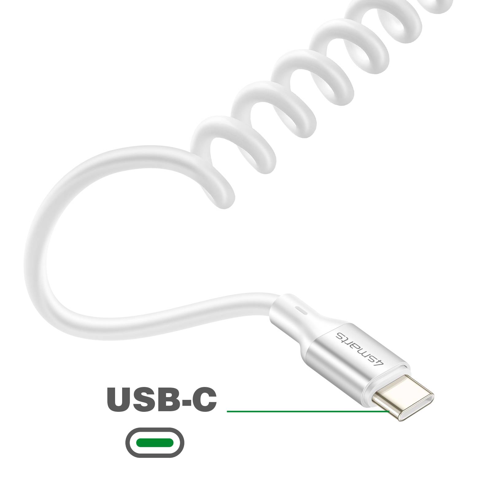 Câble USB-C vers USB-C 240W 480 Mb/s Spiralé Rétractable 12 à 50cm-3