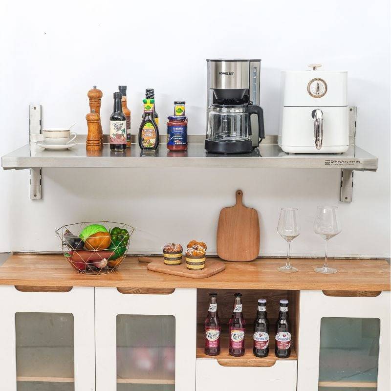 Etagère Murale en Inox sur Crémaillères - L 1200 x P 400 mm-0