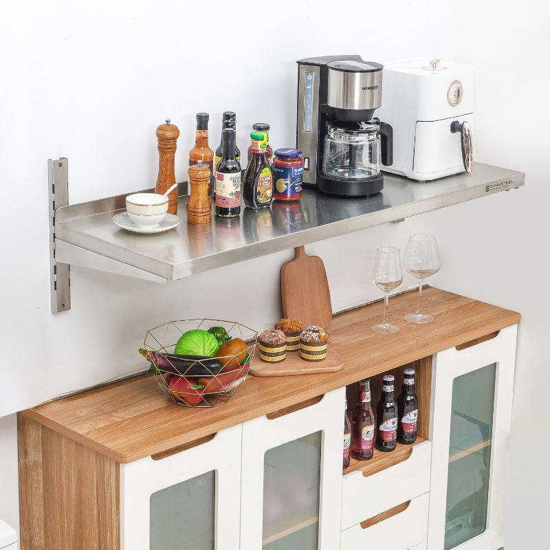 Etagère Murale en Inox sur Crémaillères - L 1200 x P 400 mm-1