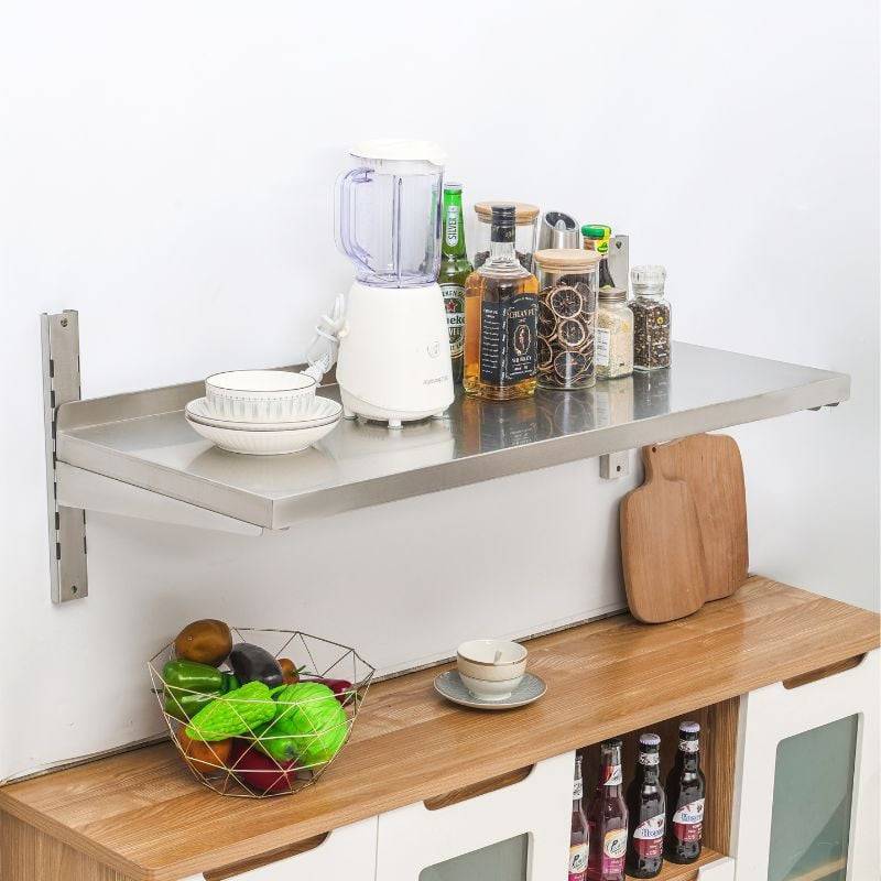 Etagère Murale en Inox sur Crémaillères - L 1000 x P 400 mm-0