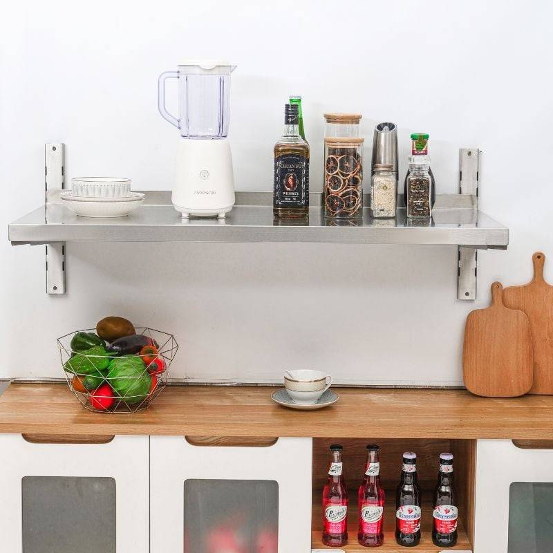 Etagère Murale en Inox sur Crémaillères - L 1000 x P 400 mm-1