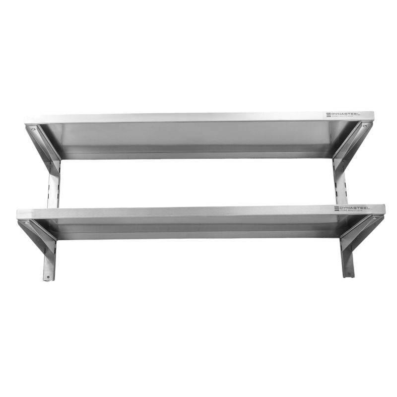 Etagère Murale en Inox sur Crémaillères 2 Niveaux - L 1200 x P 400 mm-2