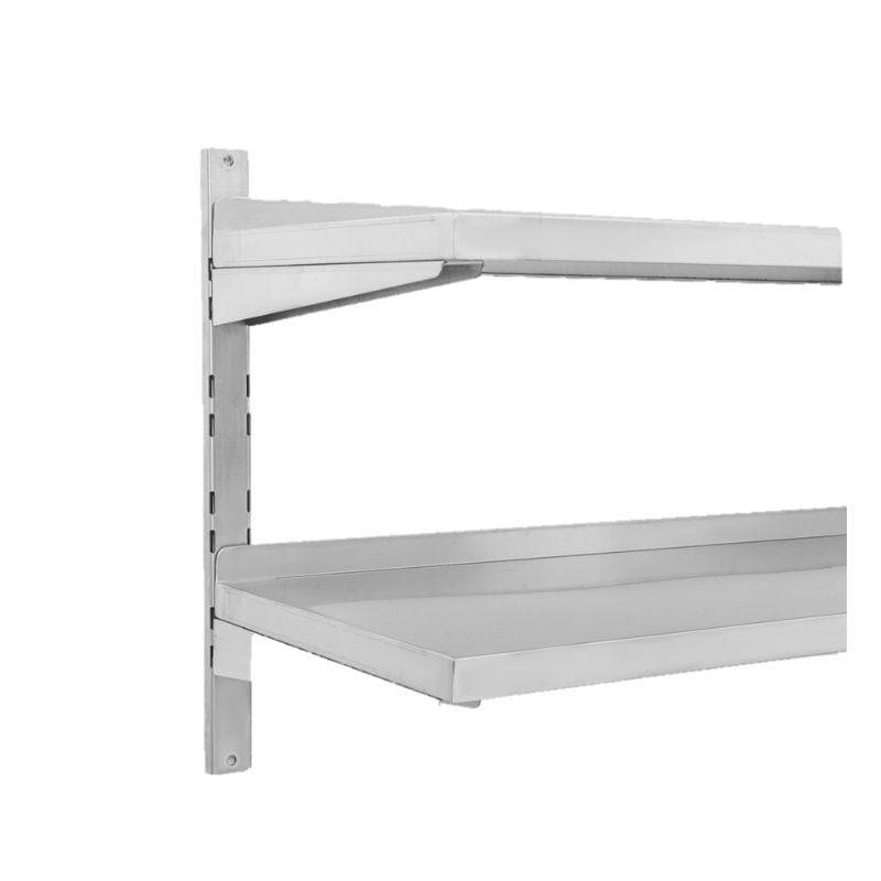 Etagère Murale en Inox sur Crémaillères 2 Niveaux - L 1200 x P 400 mm-4