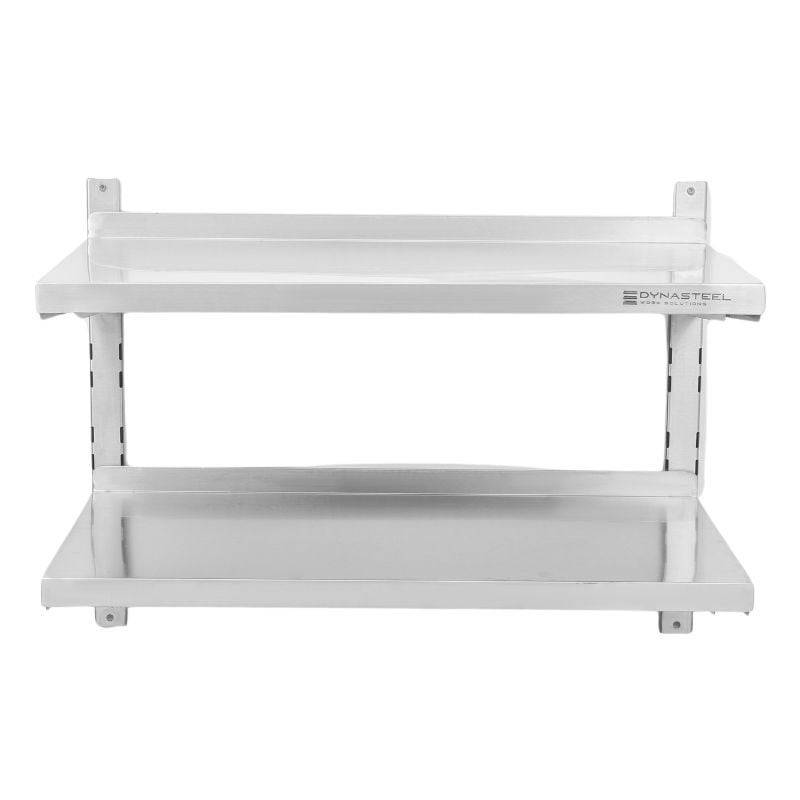 Etagère Murale en Inox sur Crémaillères 2 Niveaux - L 800 x P 400 mm-2