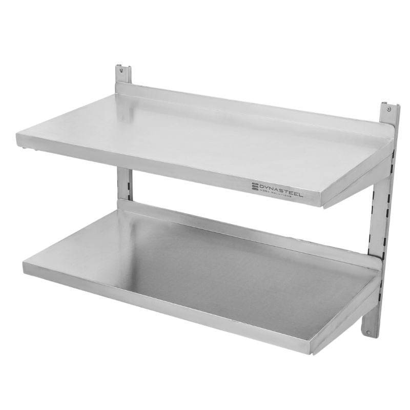 Etagère Murale en Inox sur Crémaillères 2 Niveaux - L 800 x P 400 mm-3