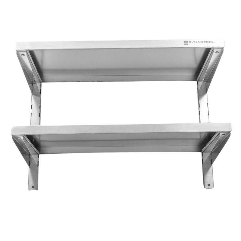 Etagère Murale en Inox sur Crémaillères 2 Niveaux - L 800 x P 400 mm-4