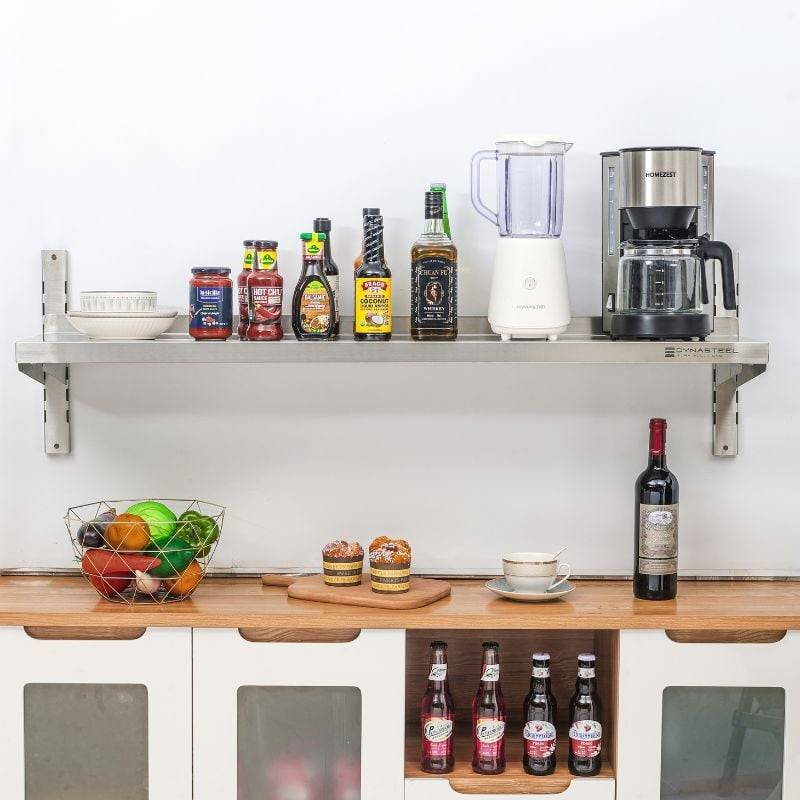 Etagère Murale en Inox sur Crémaillères - L 1200 x P 300 mm-0