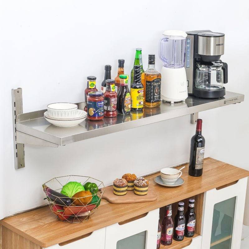 Etagère Murale en Inox sur Crémaillères - L 1200 x P 300 mm-2