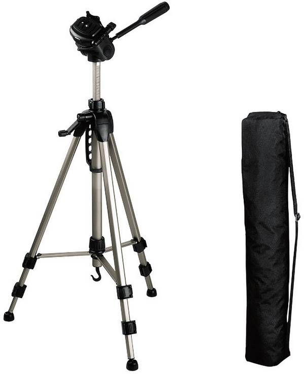 Trépied Hama  1/4 pouce Hauteur de travail=64 - 160 cm champagne housse incluse, niveau à bulle