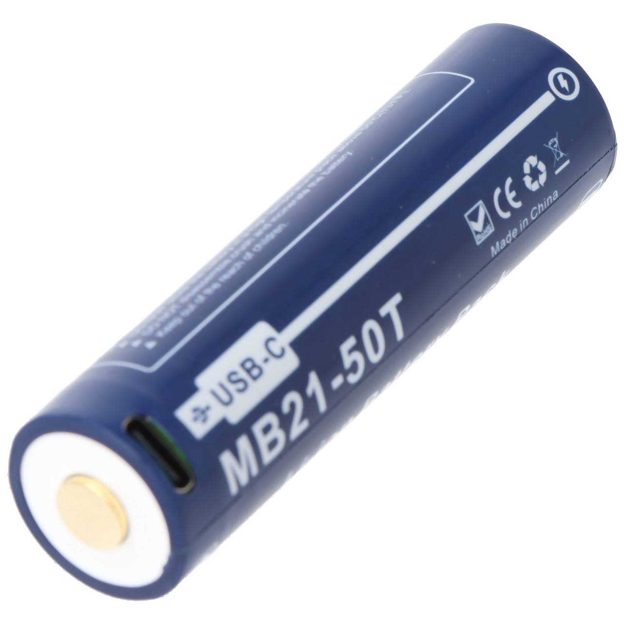 Batterie Li-ion 21700 5000 mAh, 21750, USB-C, courant de décharge max. 25 A, 76,8 x 21,2 mm-1