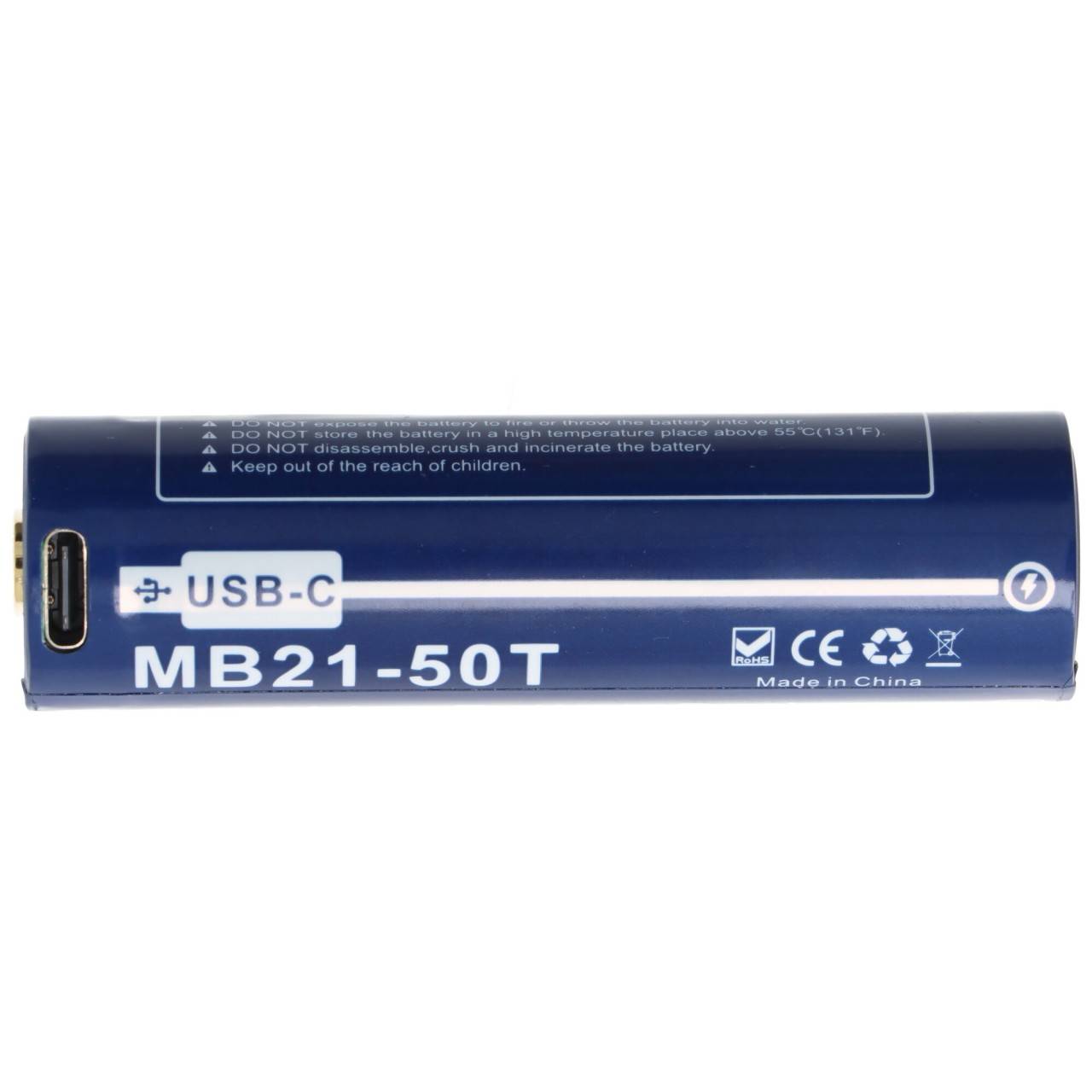 Batterie Li-ion 21700 5000 mAh, 21750, USB-C, courant de décharge max. 25 A, 76,8 x 21,2 mm-4
