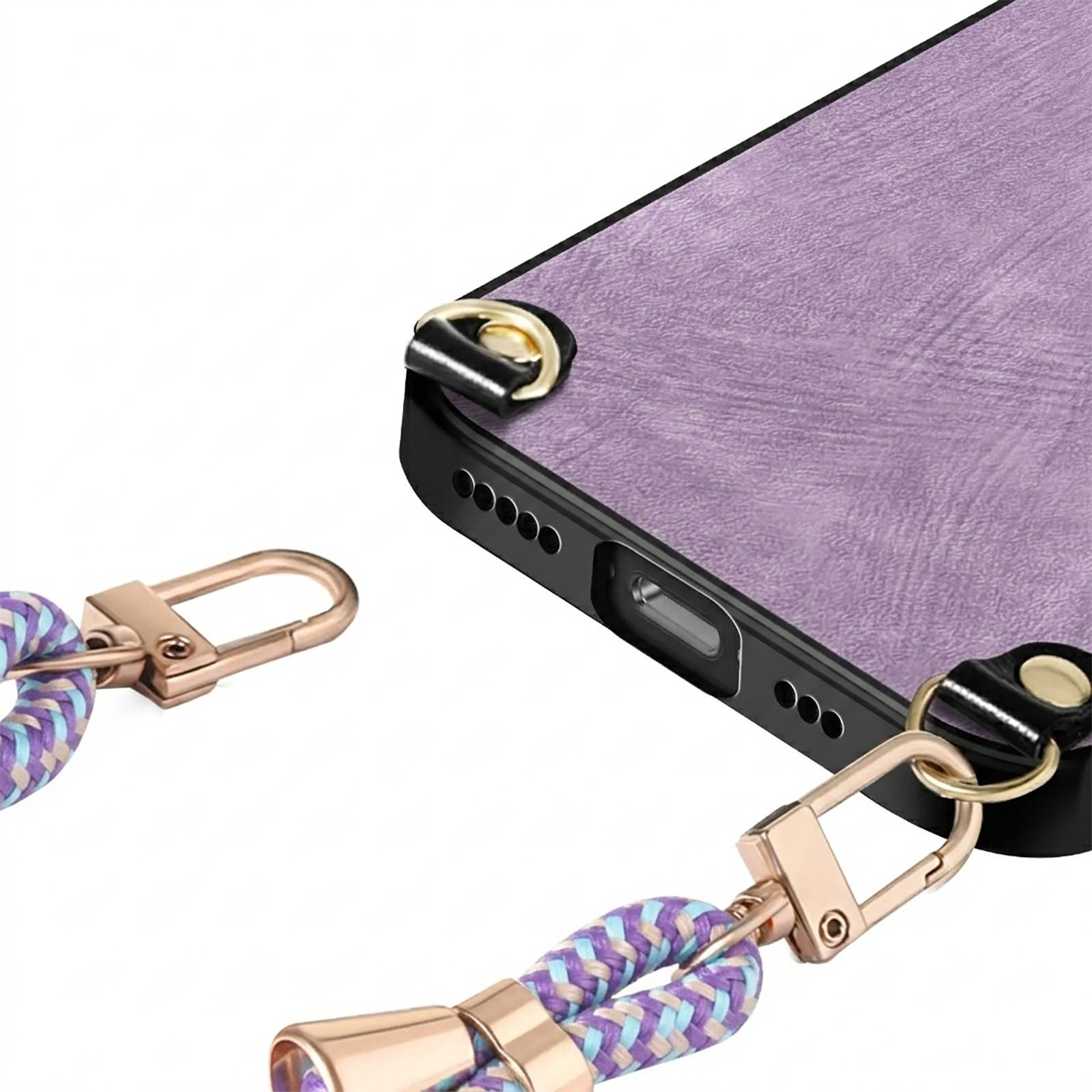 Coque pour iPhone 17e Effet Cuir Vintage avec Cordon Réglable-2