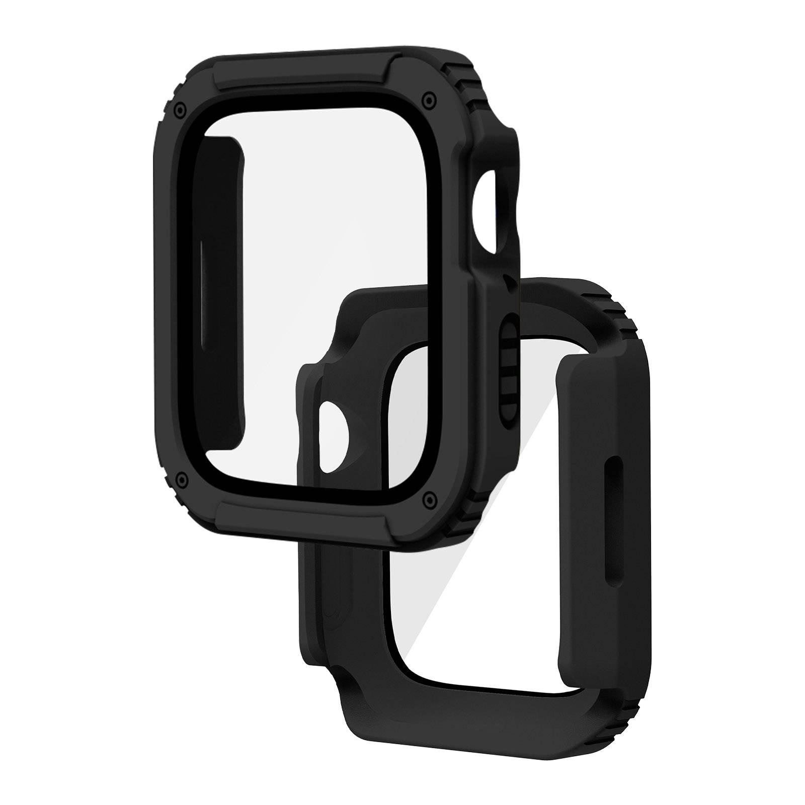 Protection Intégrale Verre Trempé pour Apple Watch Series 6 / 5 / 4 / SE 44mm Noir-1