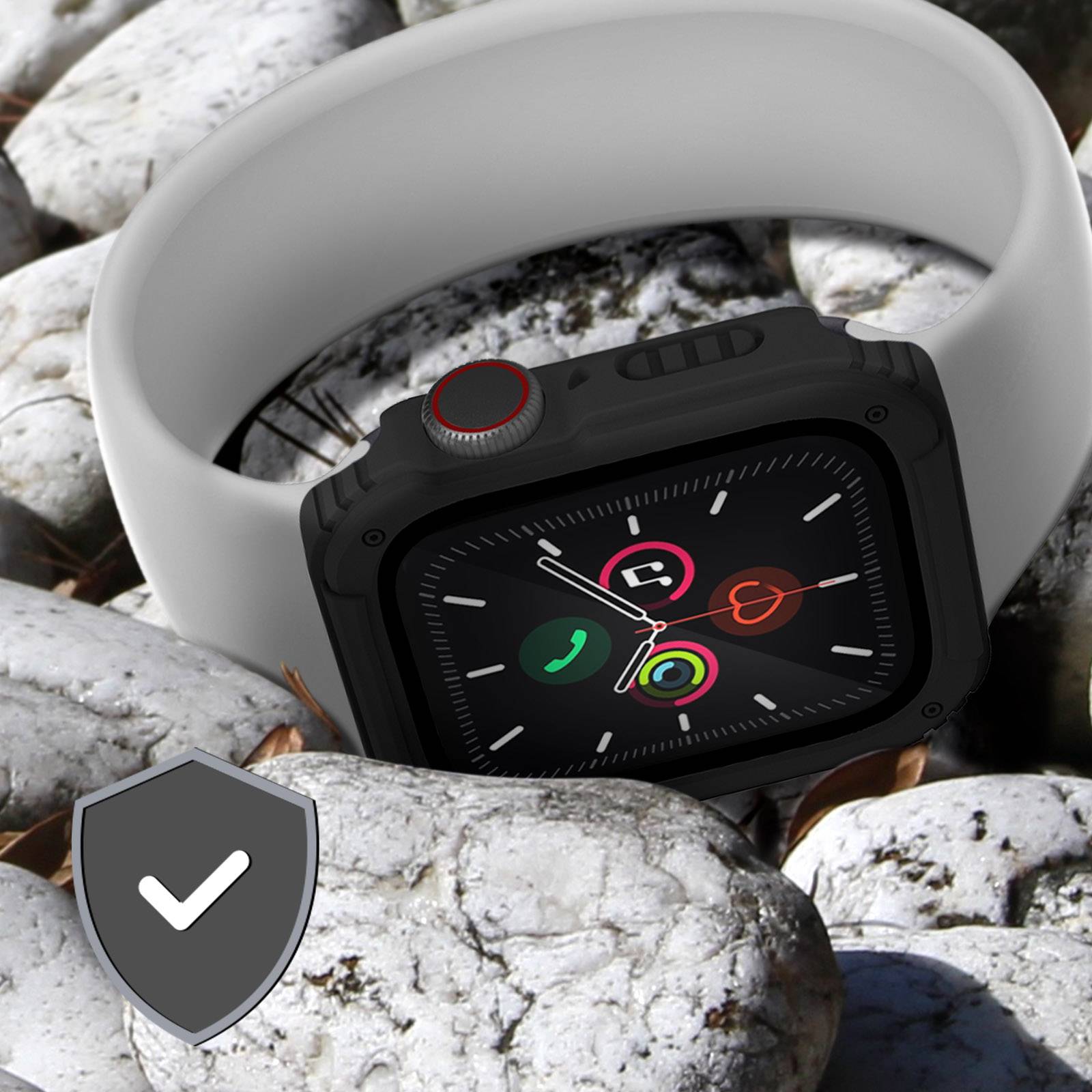 Protection Intégrale Verre Trempé pour Apple Watch Series 6 / 5 / 4 / SE 44mm Noir-4
