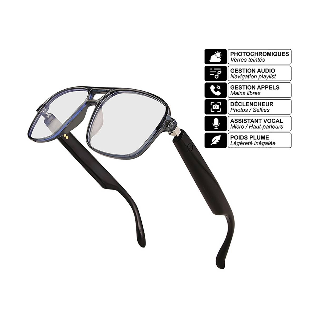Lunettes Connectées Bluetooth Modèle Sharp avec Audio Intégré Ultra Léger-0