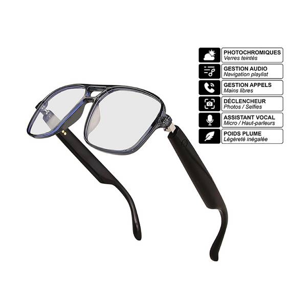 Lunettes Connectées Bluetooth Modèle Sharp avec Audio Intégré Ultra Léger