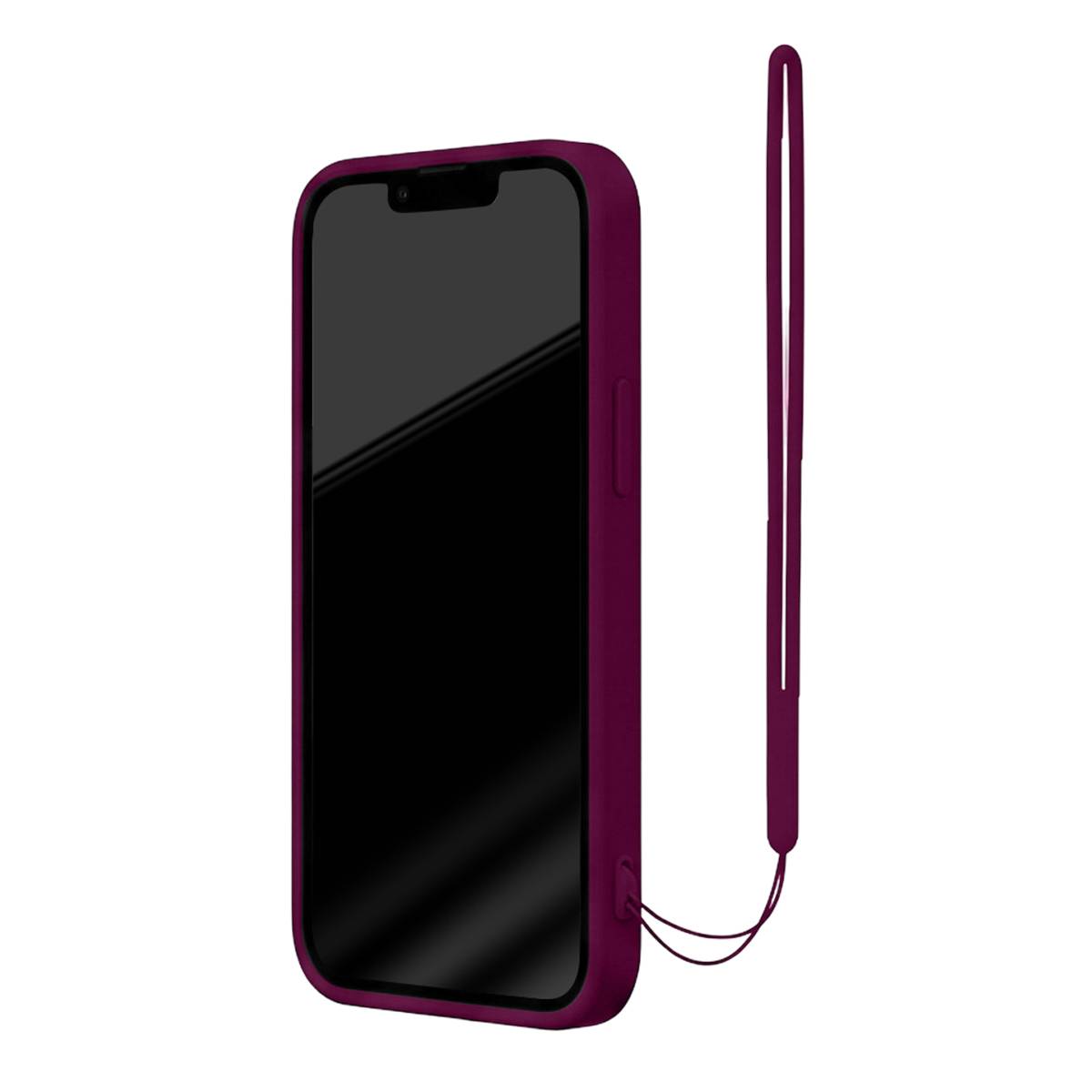 Coque pour iPhone 14 en Silicone avec dragonne assortie-1