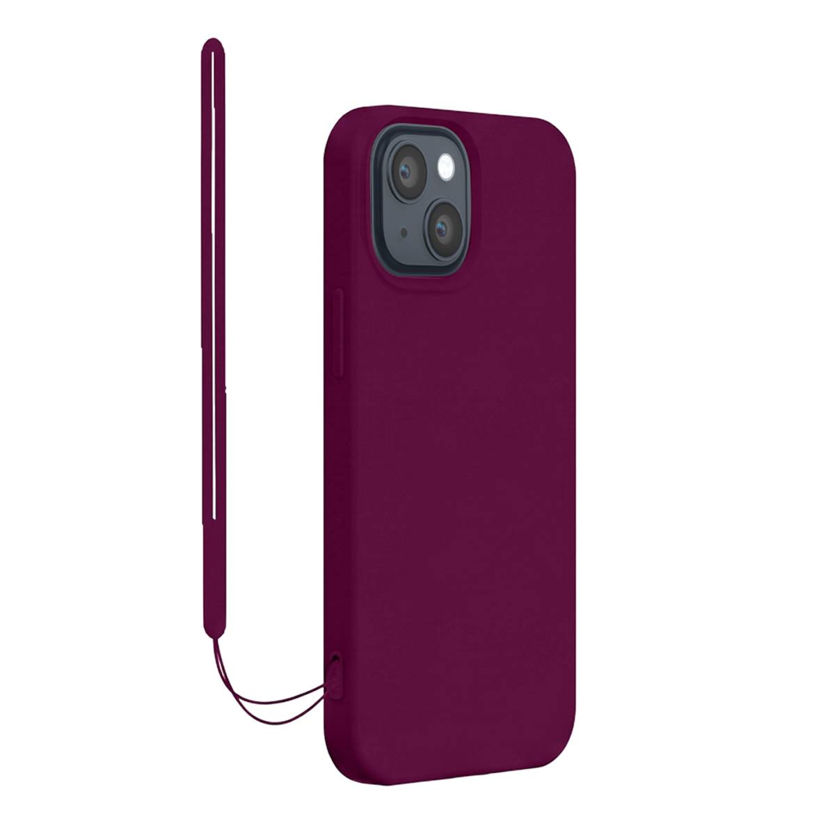 Coque pour iPhone 14 en Silicone avec dragonne assortie-0
