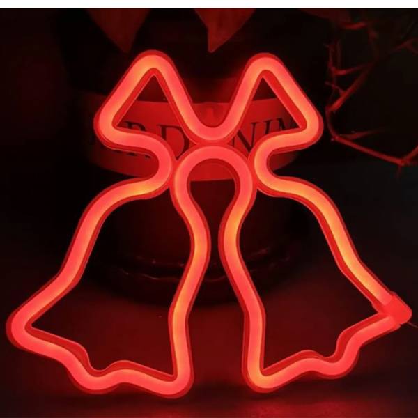 Lampe Néon LED à Poser Double Cloche de Noël avec Port USB-A