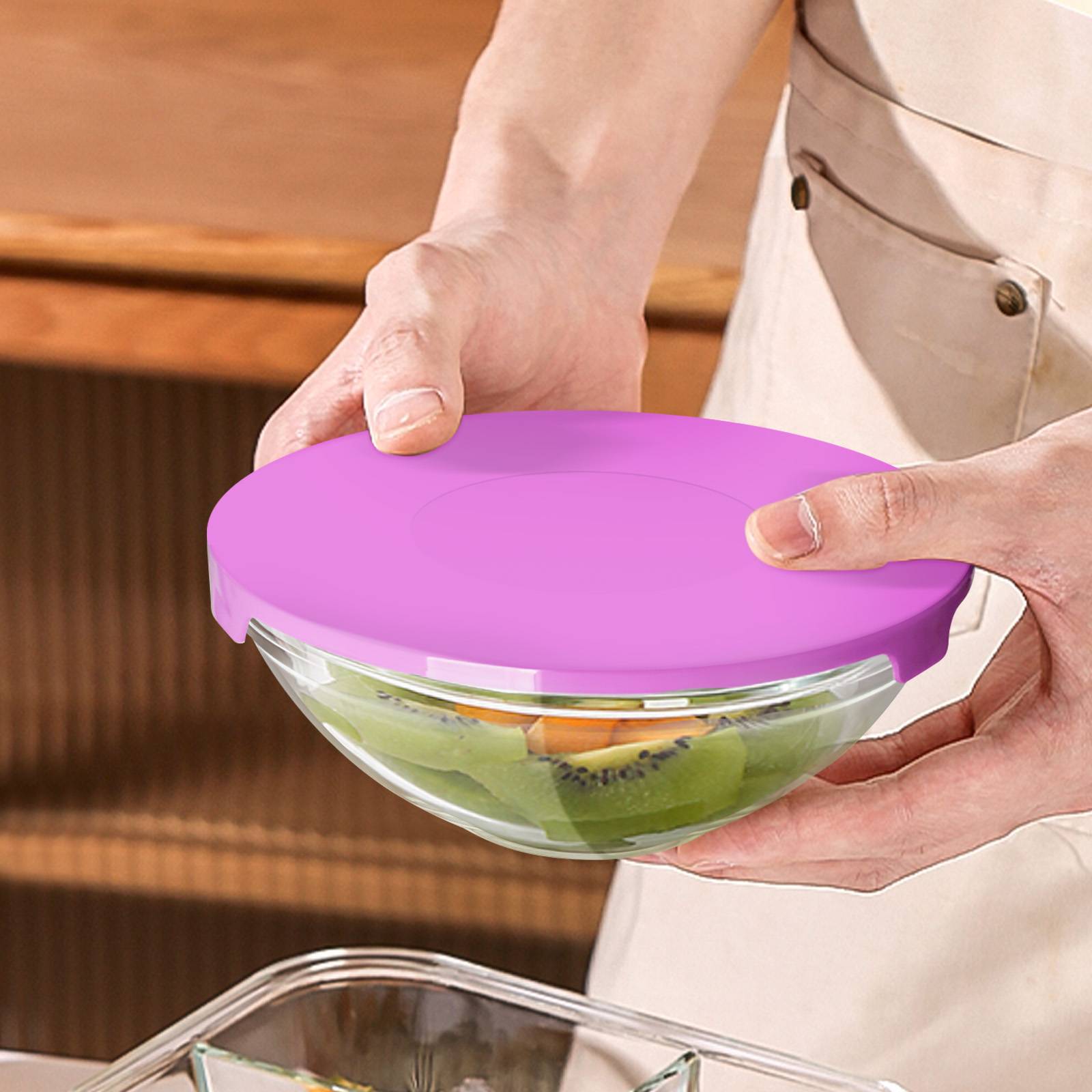 Récipient Alimentaire 5 Pièces en Verre avec Couvercles en Plastique-0
