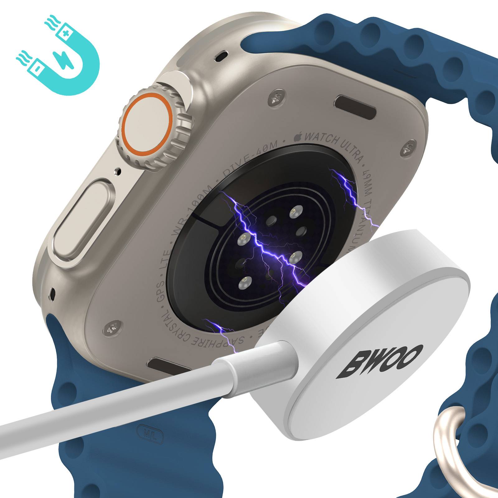 Câble Magnétique pour Apple Watch 5W avec Prise USB-C Compact-2