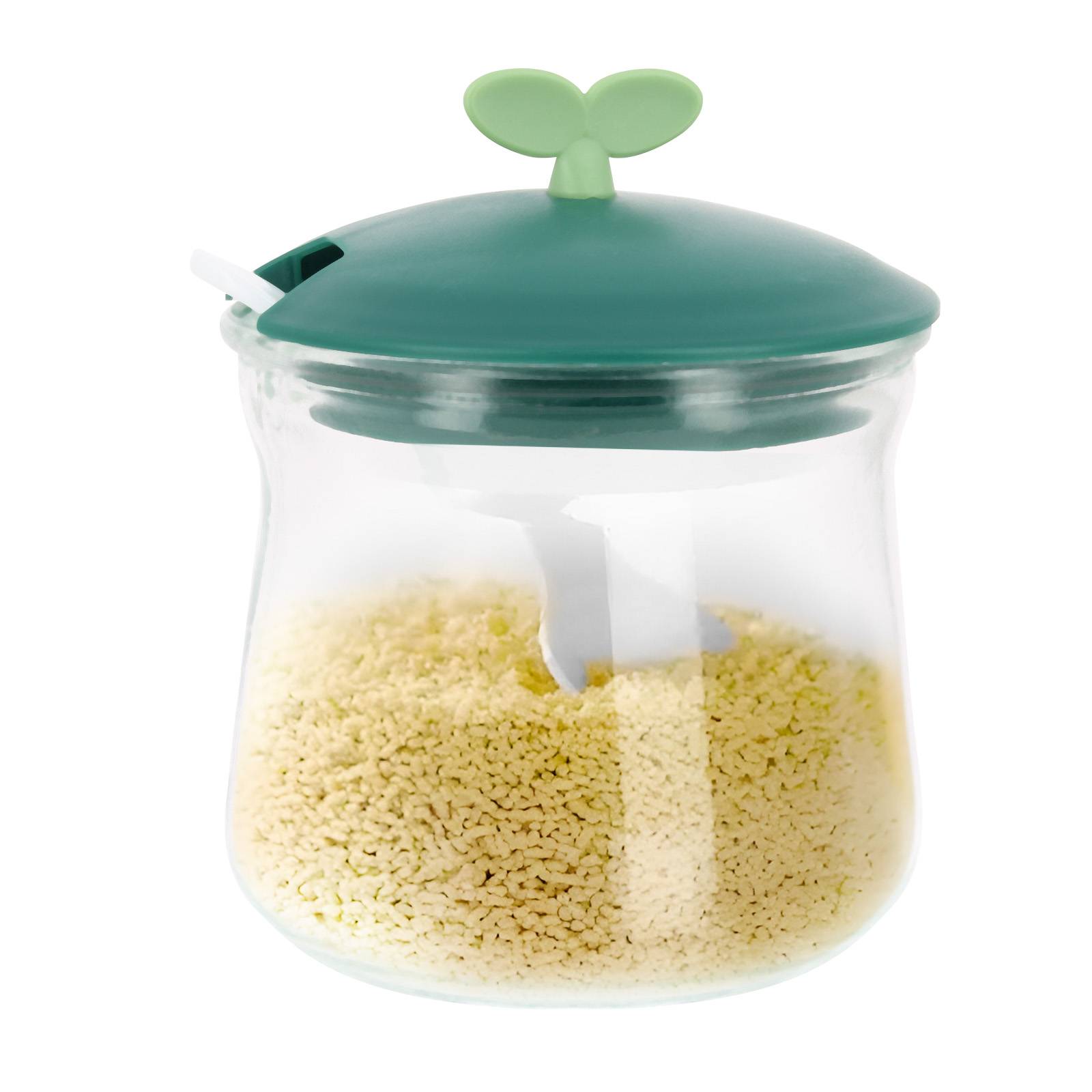 Ensemble de 3 Bocaux à Épices en Verre avec Couvercles et Support en Plastique-3