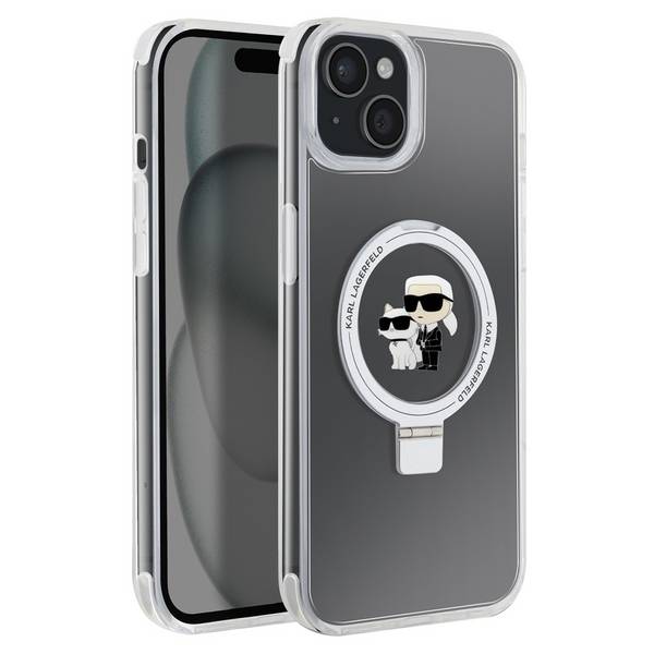 Coque Magsafe pour Apple iPhone 15 Plus TPU Ring Stand Karl et Choupette