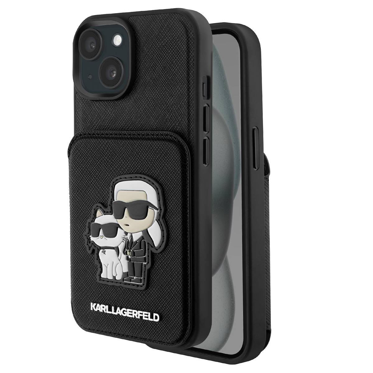 Coque pour Apple iPhone 15 Plus Saffiano avec porte-cartes-0
