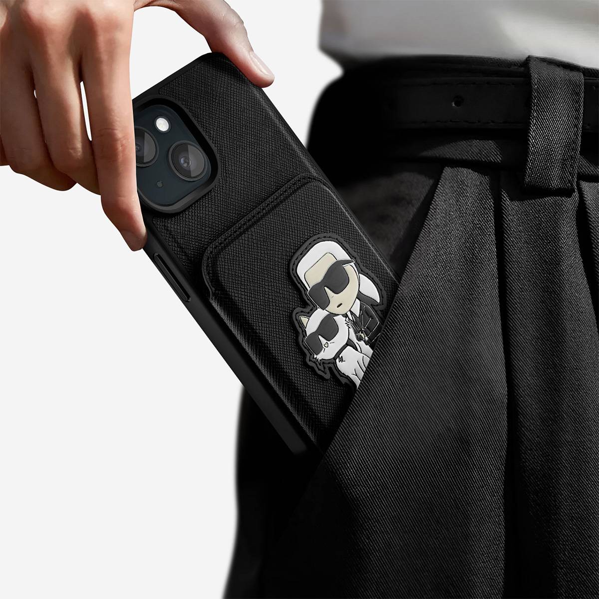 Coque pour Apple iPhone 15 Plus Saffiano avec porte-cartes-2