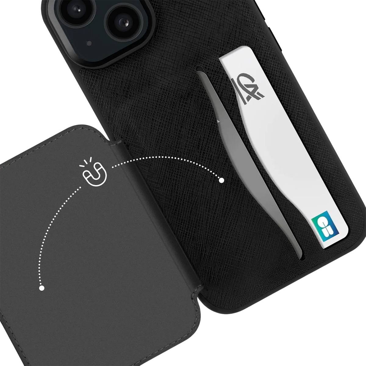 Coque pour Apple iPhone 15 Plus Saffiano avec porte-cartes-3