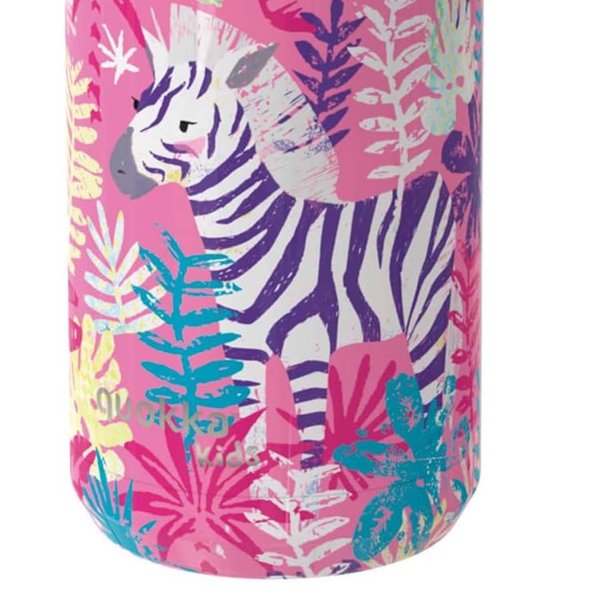 Bouteille Isotherme 330ml Modèle Solid Kids avec Sangle et Motif Zèbre-3