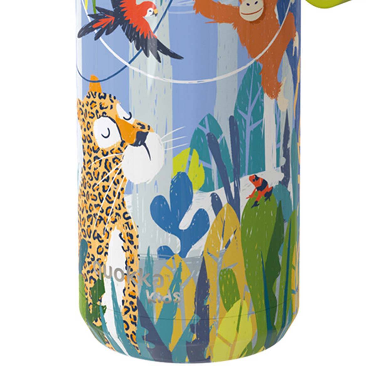 Bouteille Isotherme 330ml Modèle Solid Kids avec Sangle et Motif Jungle-3