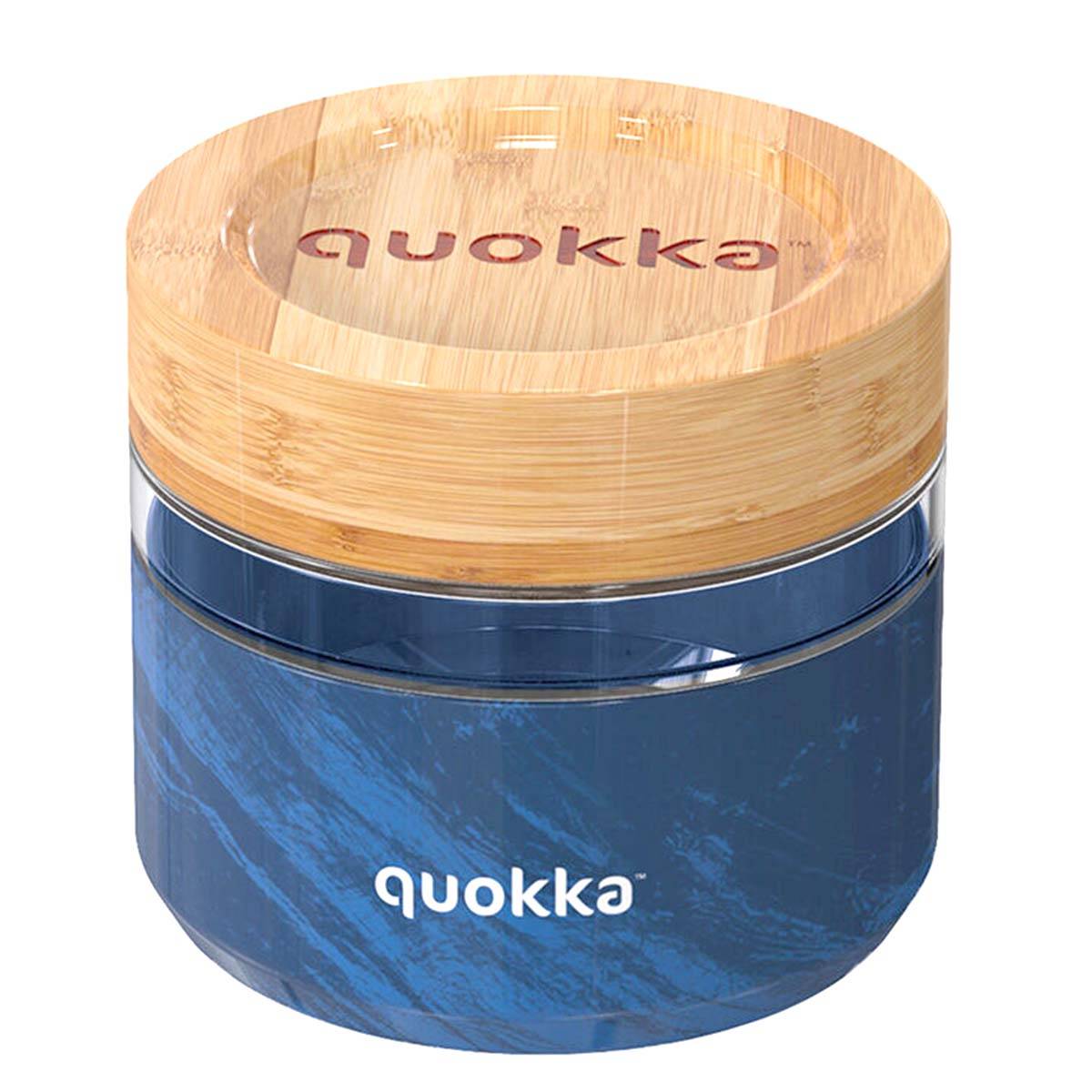 Récipient Alimentaire 500ml Déco Grain du Bois avec Couvercle en Bambou-2